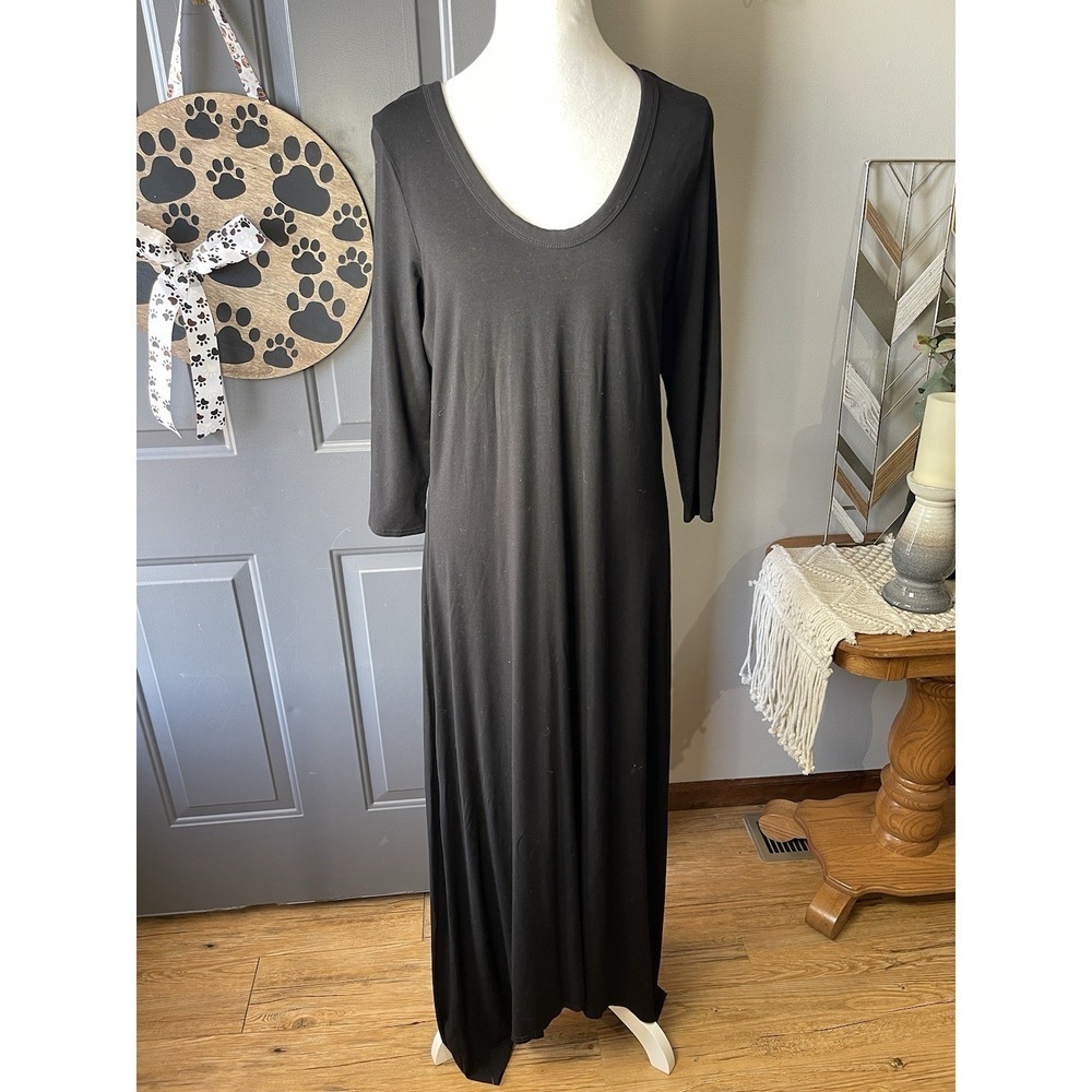 Vintage Spiegel Black Asymmetrical Hem Lagenlook Minimalist Maxi Dress Large